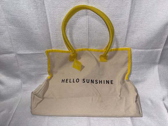 Ulta Beauty Handbags - Ulta Beauty Hello Sunshine Canvas Beach Tote Bag with Yellow Trim